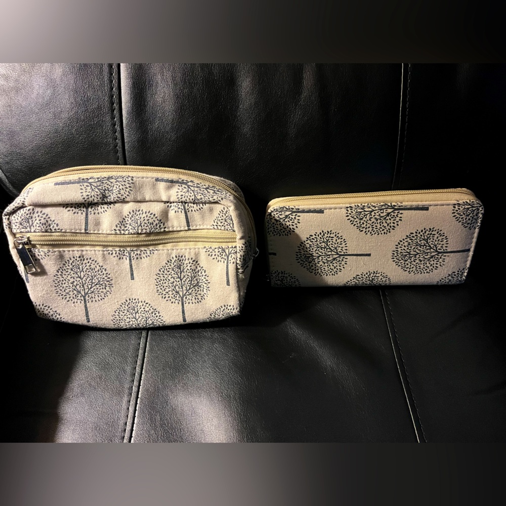 NWOT ivory and grey tree wallet and bag set